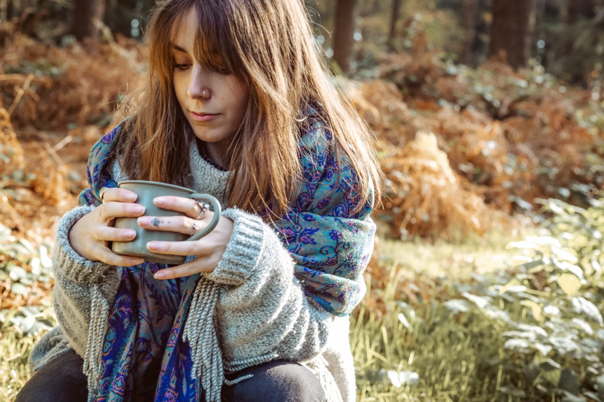 Blanket Scarf | Green & Brown