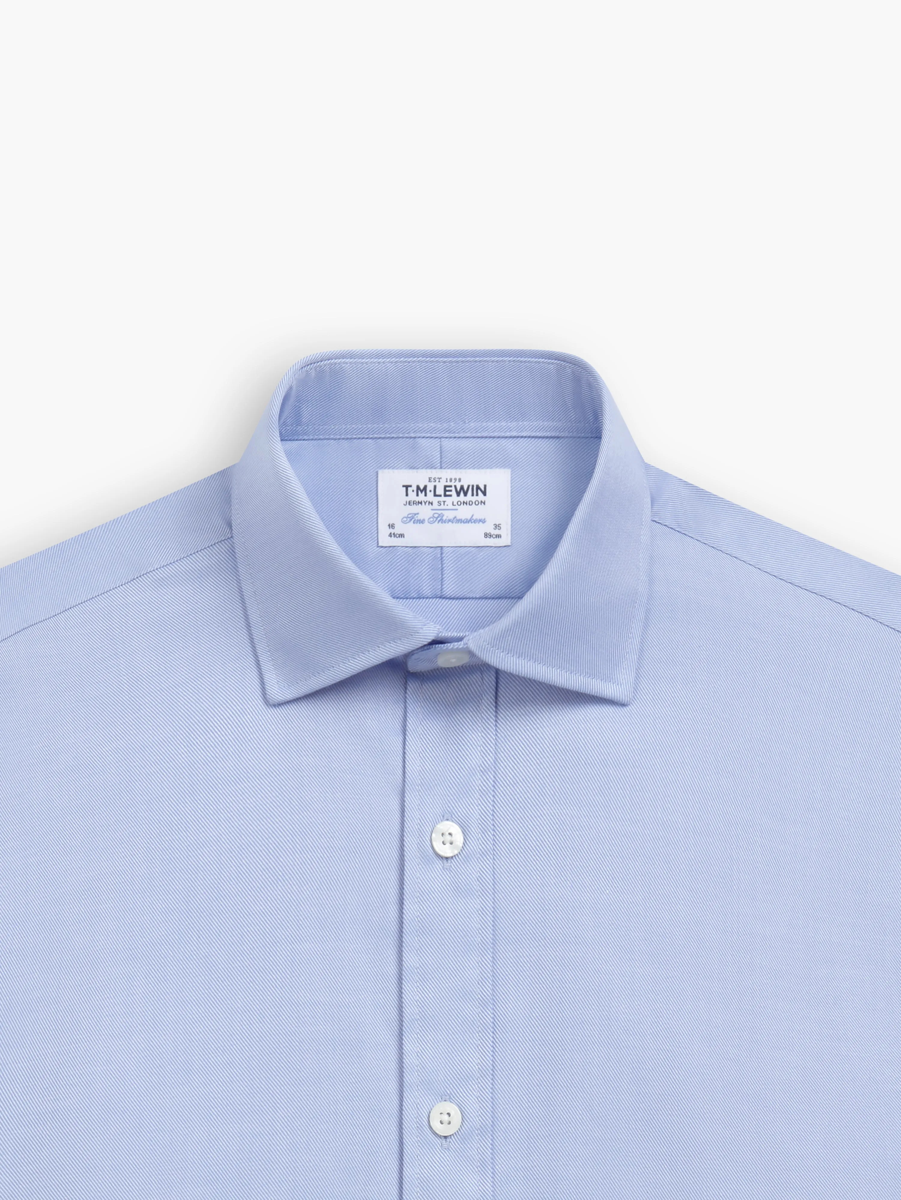 Blue Bold Twill Slim Fit Double Cuff Classic Collar Shirt