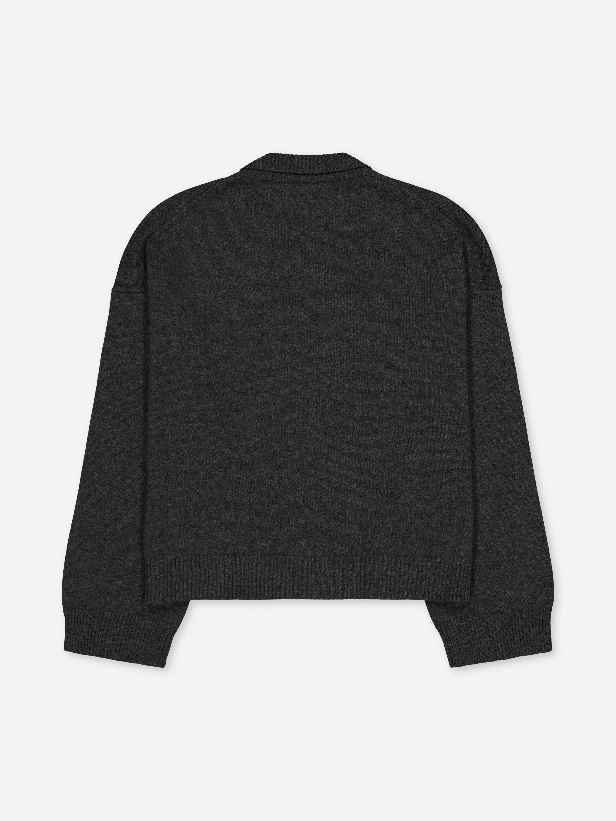 BOXY POLO SWEATER ANTHRACITE