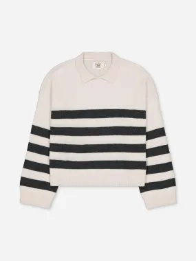 BOXY POLO SWEATER STRIPES