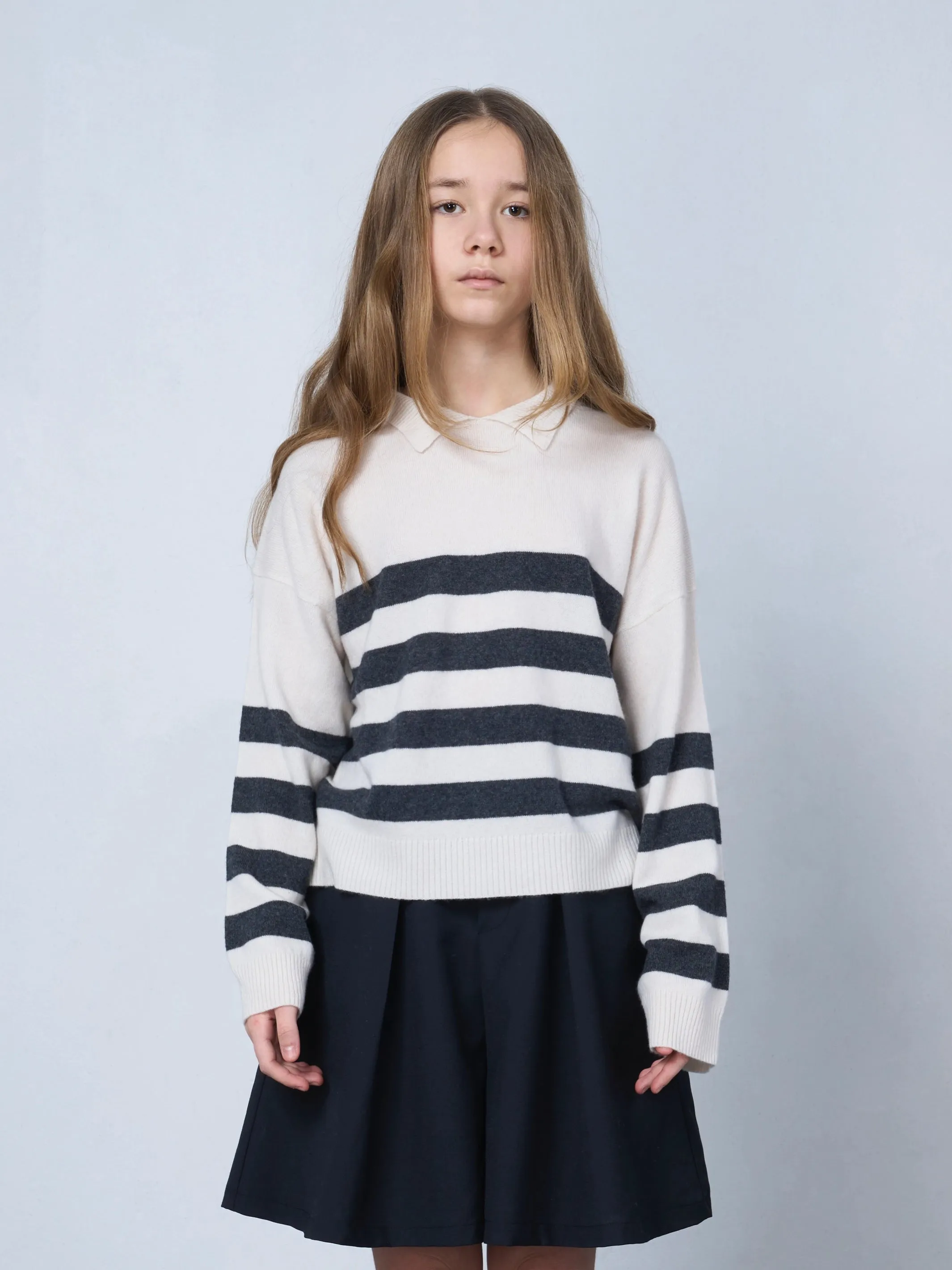 BOXY POLO SWEATER STRIPES