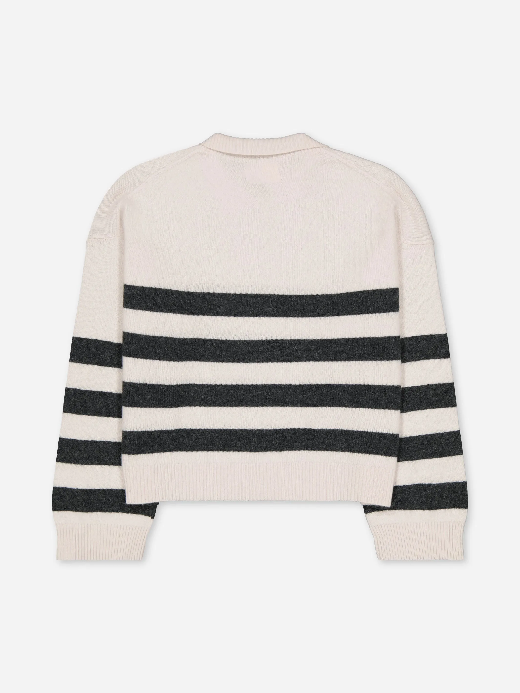 BOXY POLO SWEATER STRIPES