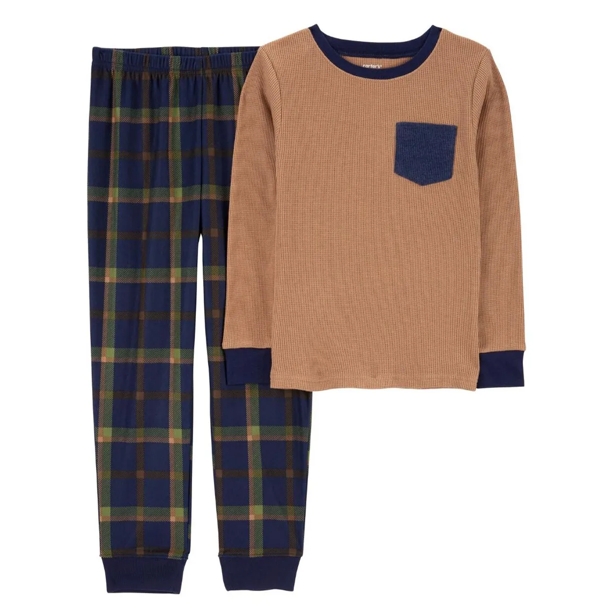 Boys' 2-Piece Plaid Cotton Blend & Fleece Pajamas 3R859010