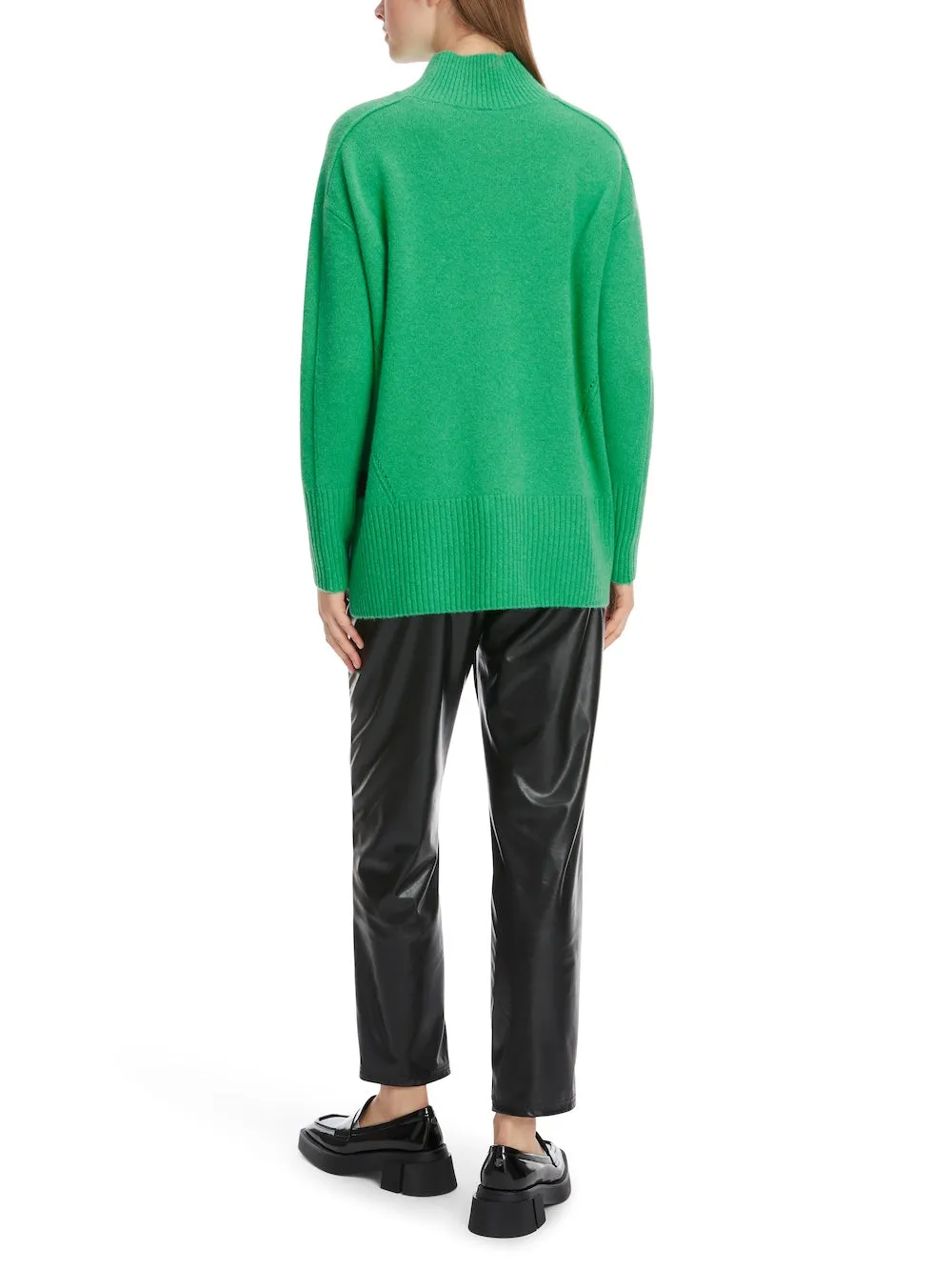 Bright Basil Leaf Cashmere Blend Polo Neck Sweater