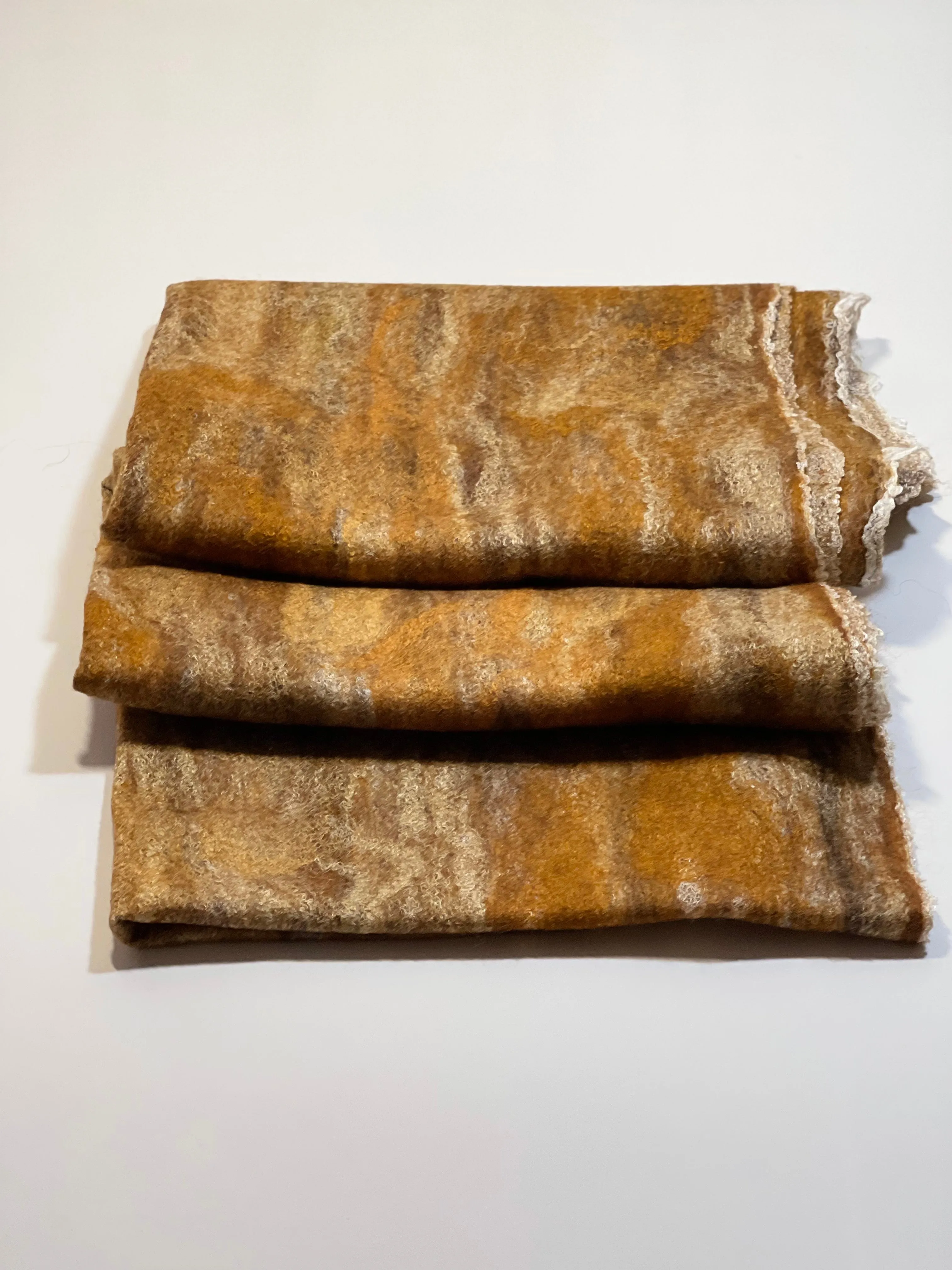 Brown Felted Wool Scarf with Silk, Women Felted Scarf, Textured Evening Wrap, Felt Silk Scarf, Wool Nuno Felted Scarf