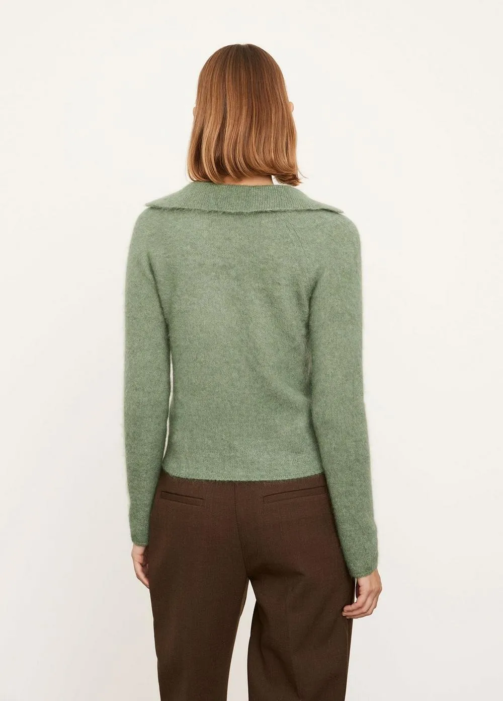 Brushed Cross Front Pullover in Jadeite