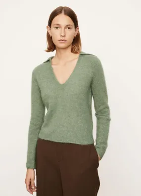 Brushed Cross Front Pullover in Jadeite