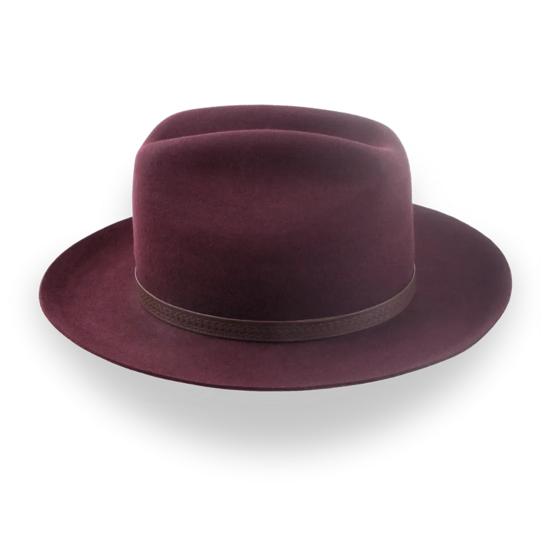 Burgundy Western Fedora with Artisanal Leather Hat Belt | The Patriot