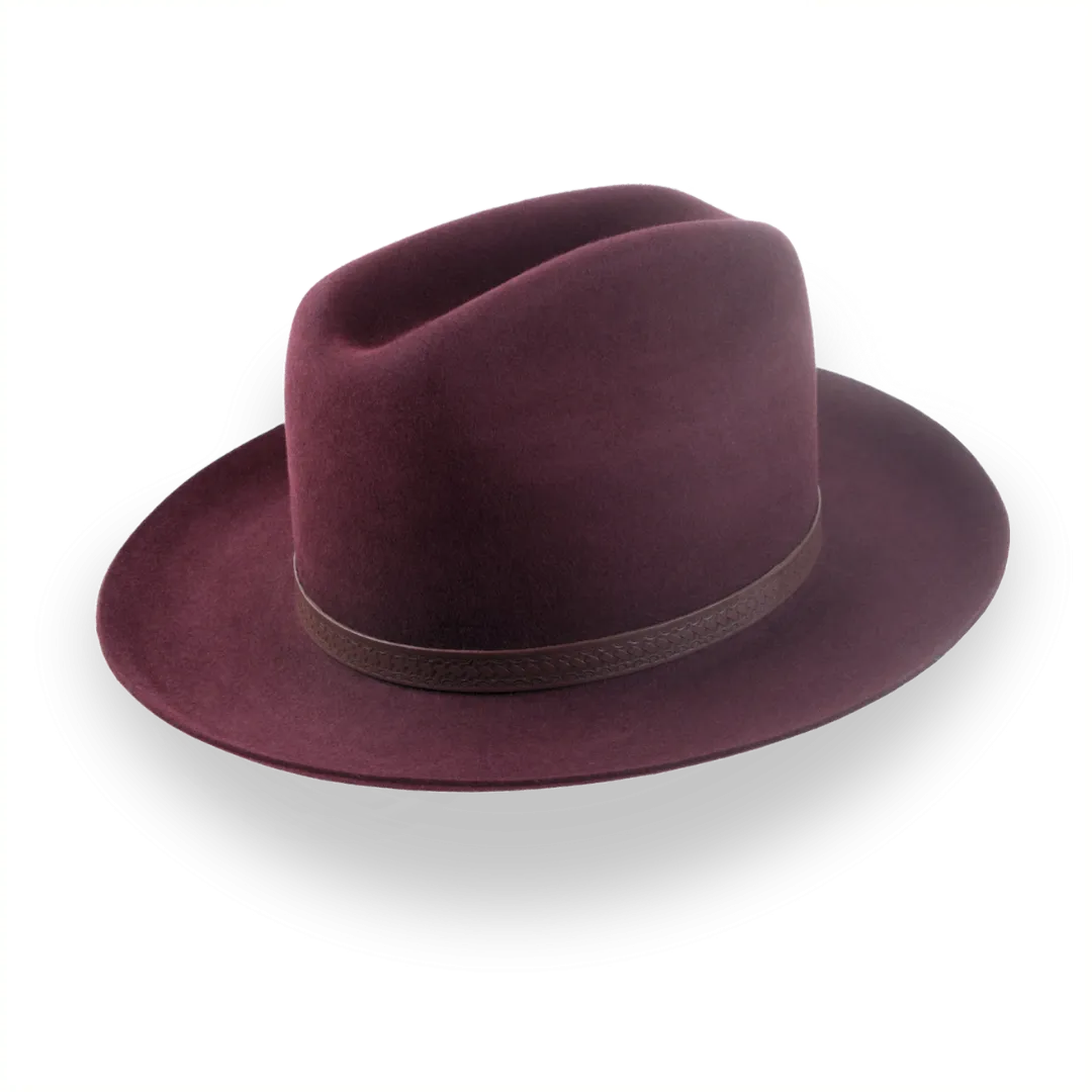 Burgundy Western Fedora with Artisanal Leather Hat Belt | The Patriot