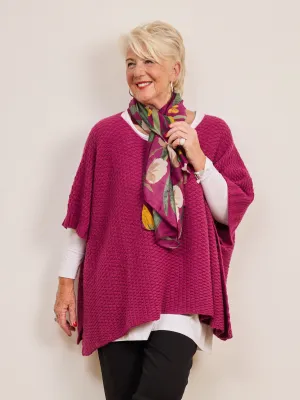 Camilla Moss Stitch Poncho - Amethyst