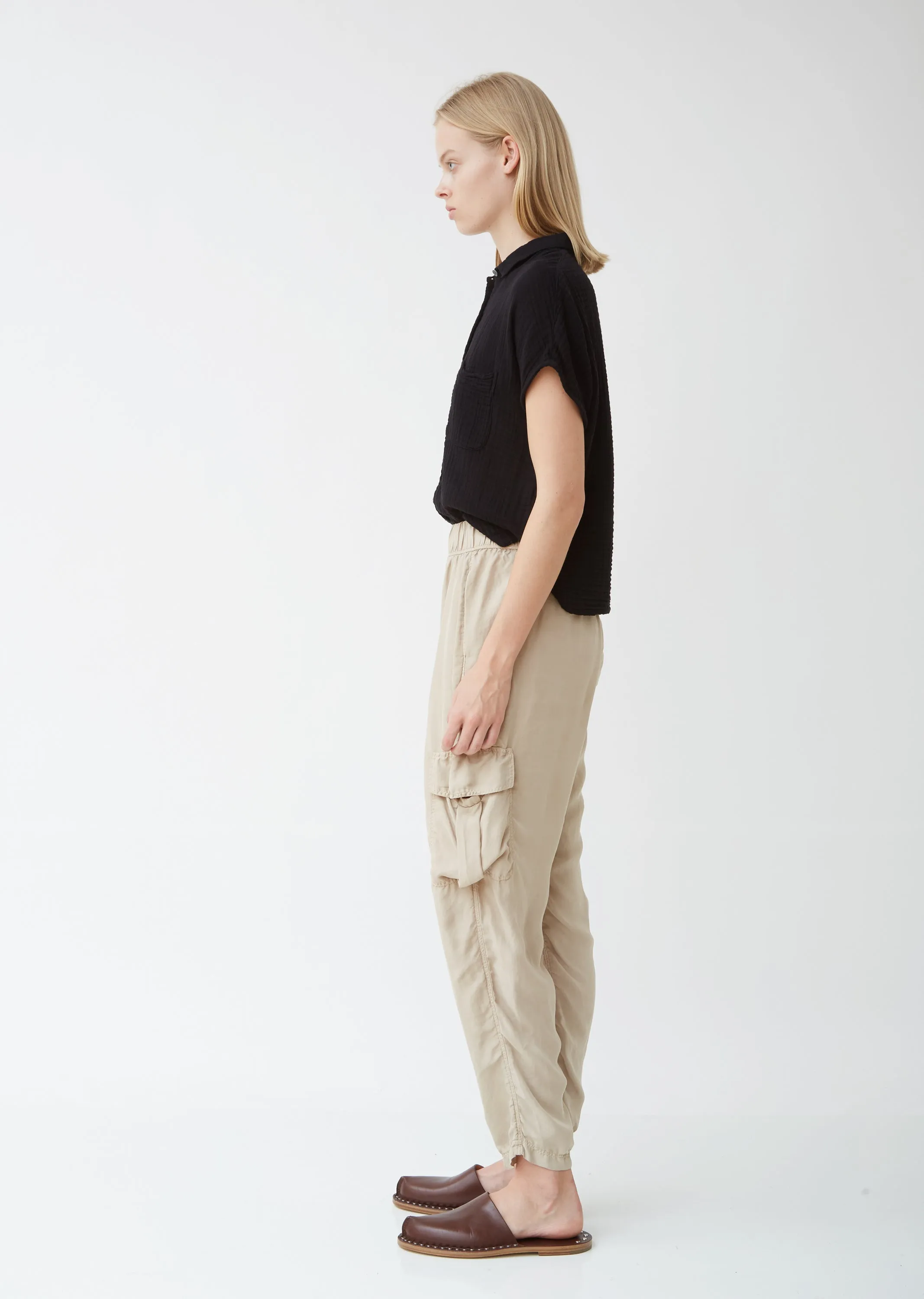 Cargo Silk Twill Easy Pants