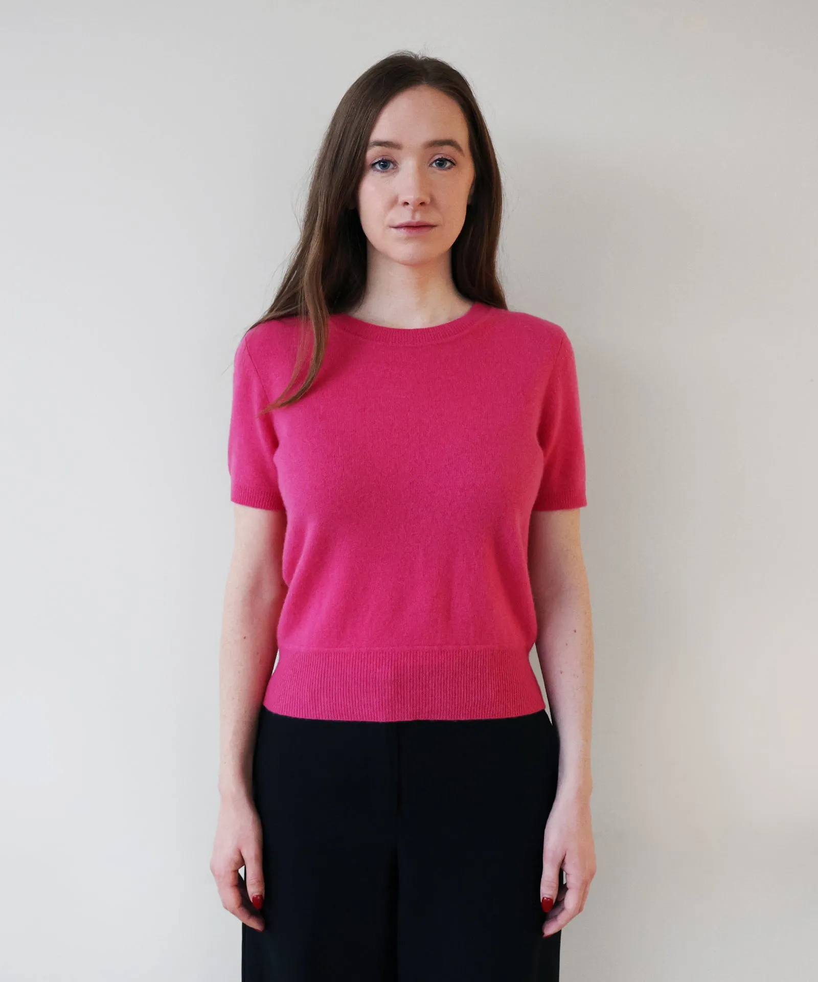 Cashmere Short Sleeve Cropped Pullover