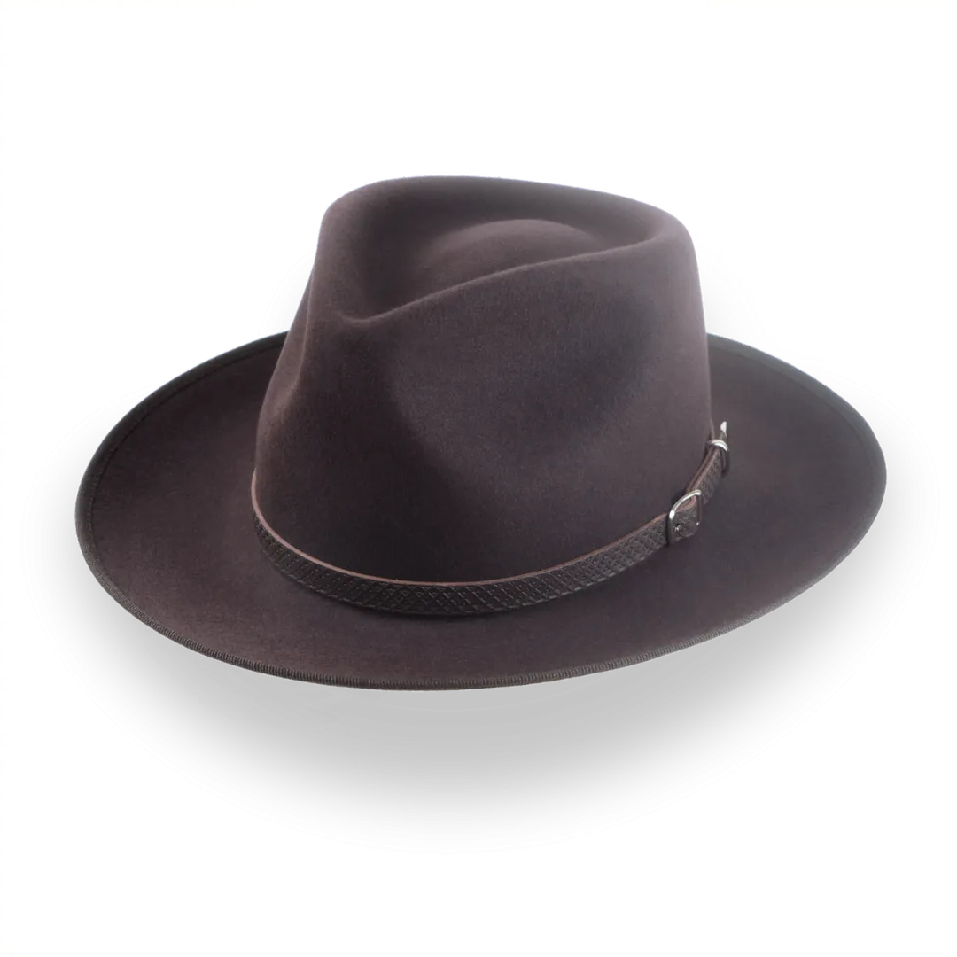 Chocolate Brown Mens Western Fedora in Rich Fur Felt | The Ulysses