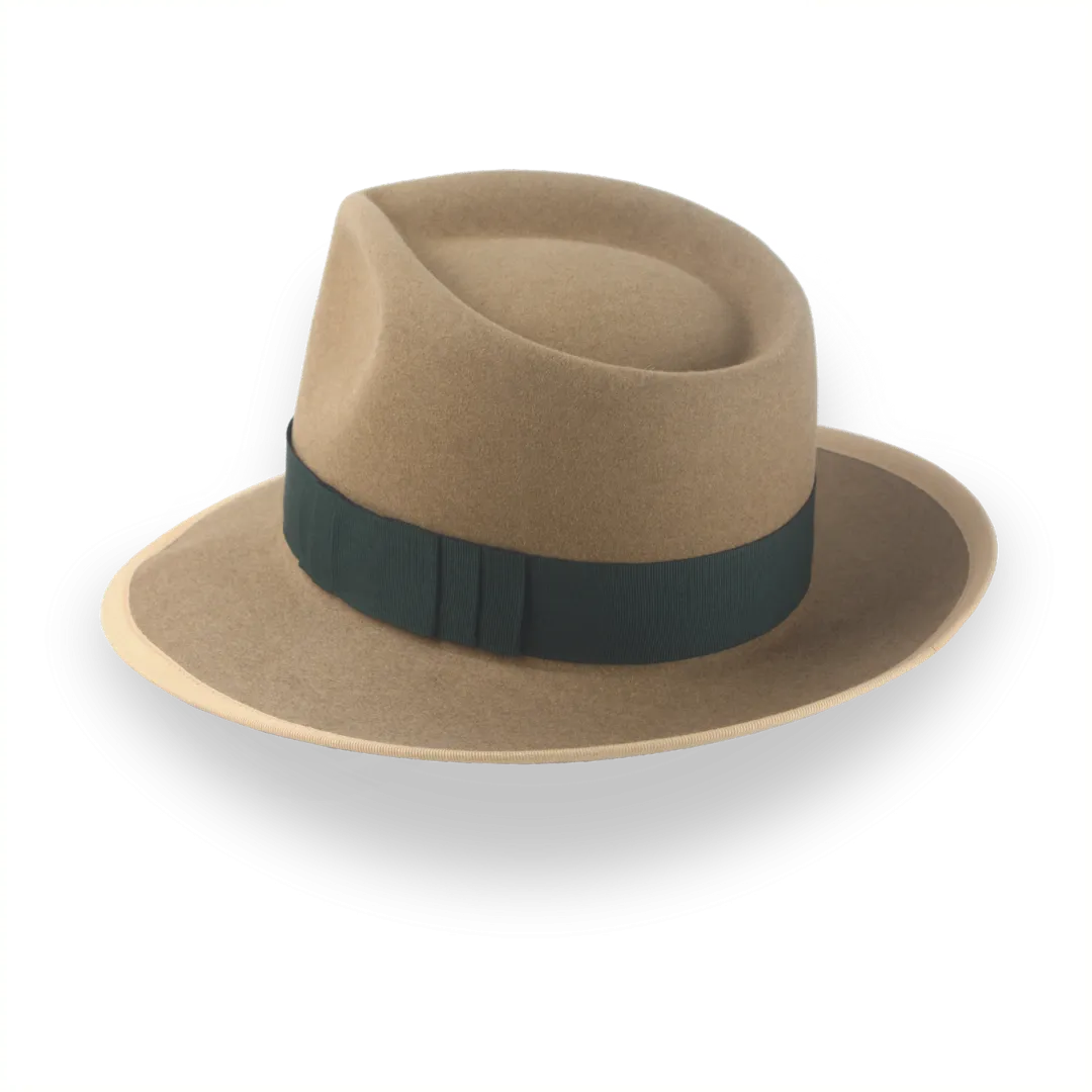 Classic Camel Fedora for Men in Premium Beaver Fur Felt | The Pandamator