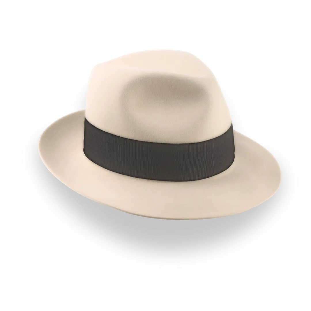 Classic Center Dent Fedora Hat in Cream Fur Felt  | The Caliber