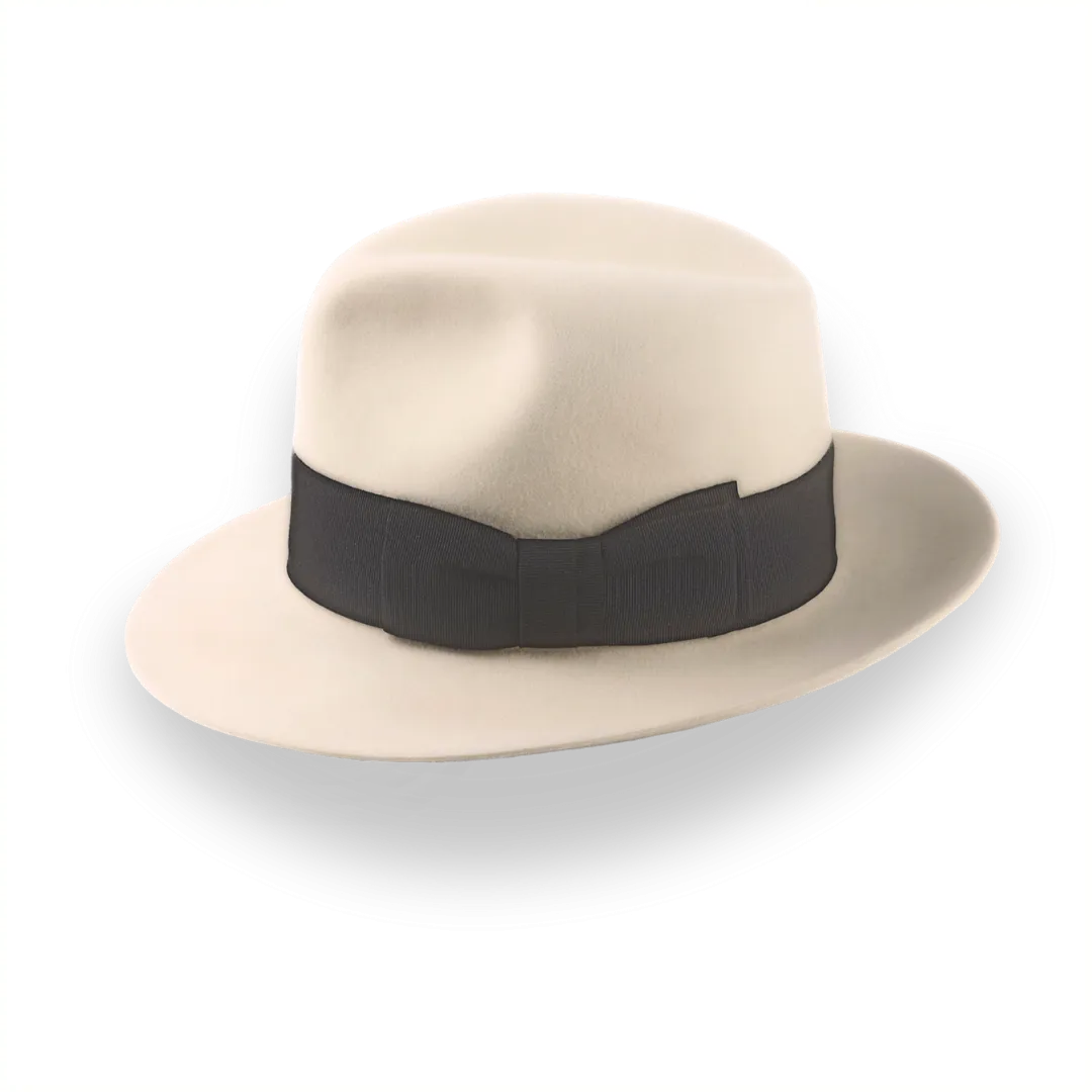 Classic Center Dent Fedora Hat in Cream Fur Felt  | The Caliber