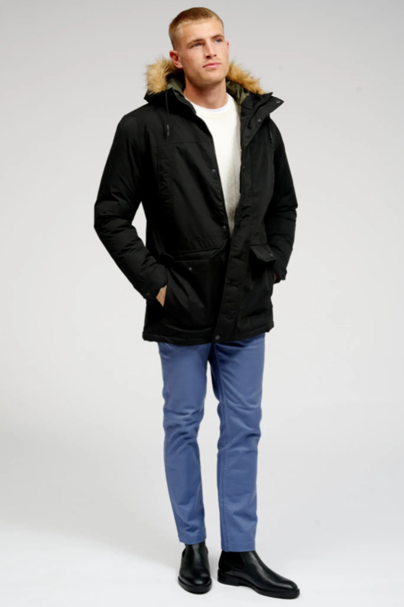 Classic Long Parka Jacket - Black