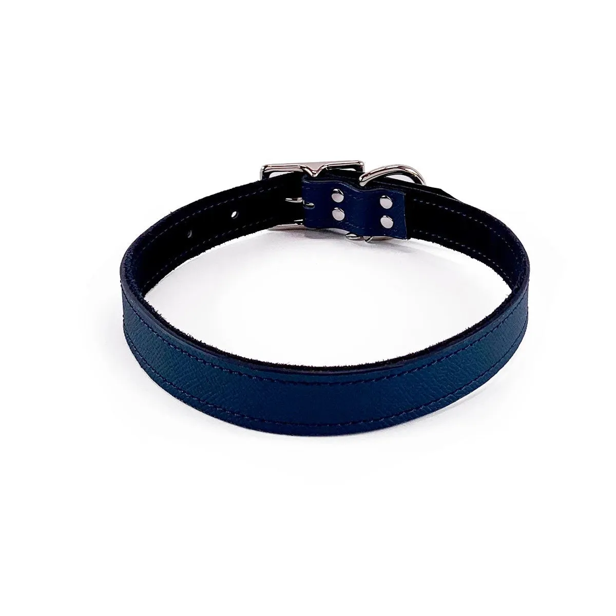 Colima Classic Leather Dog Collar Orion Blue