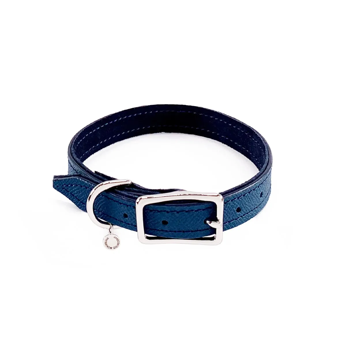 Colima Classic Leather Dog Collar Orion Blue