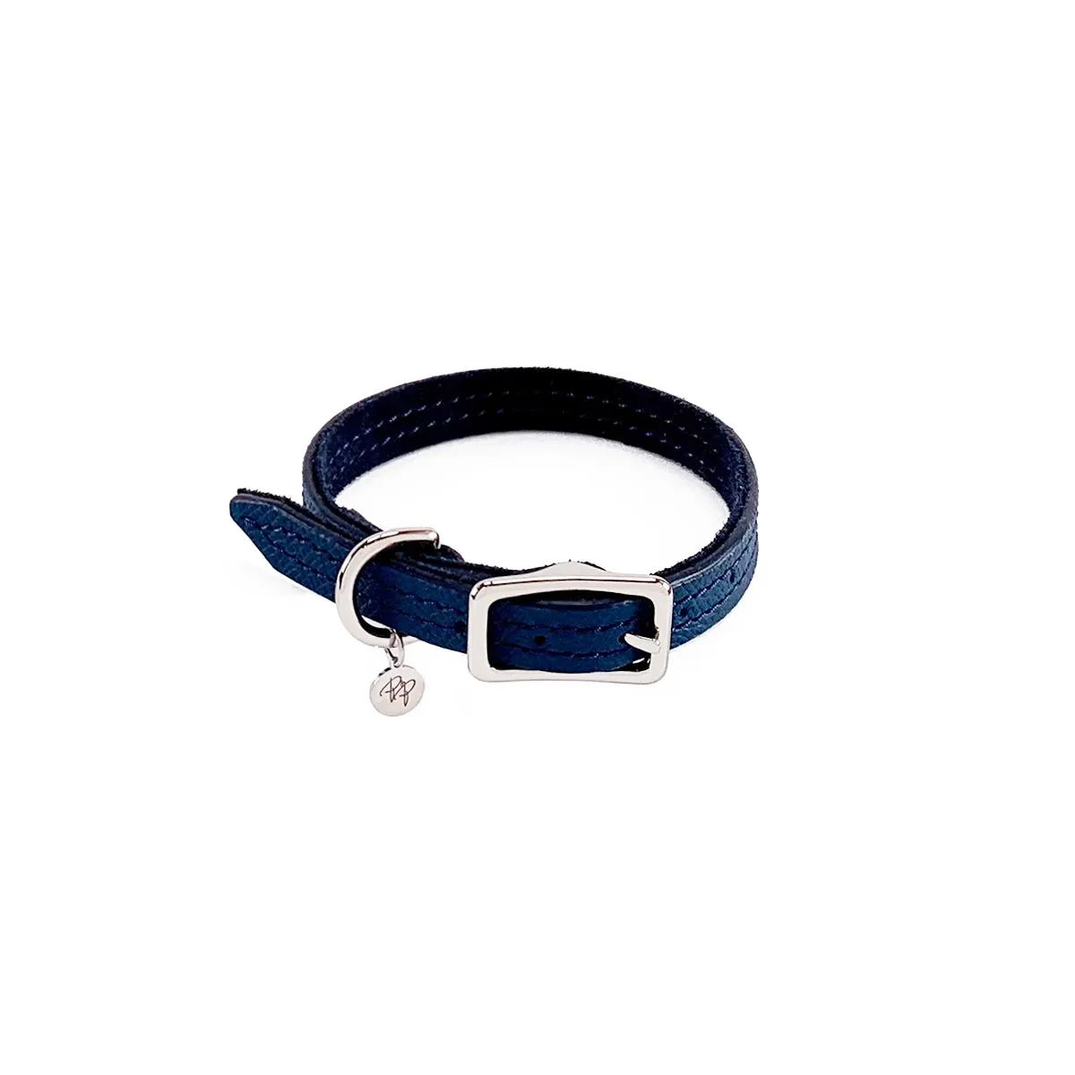 Colima Classic Leather Dog Collar Orion Blue