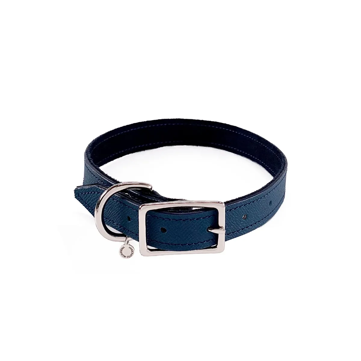 Colima Classic Leather Dog Collar Orion Blue