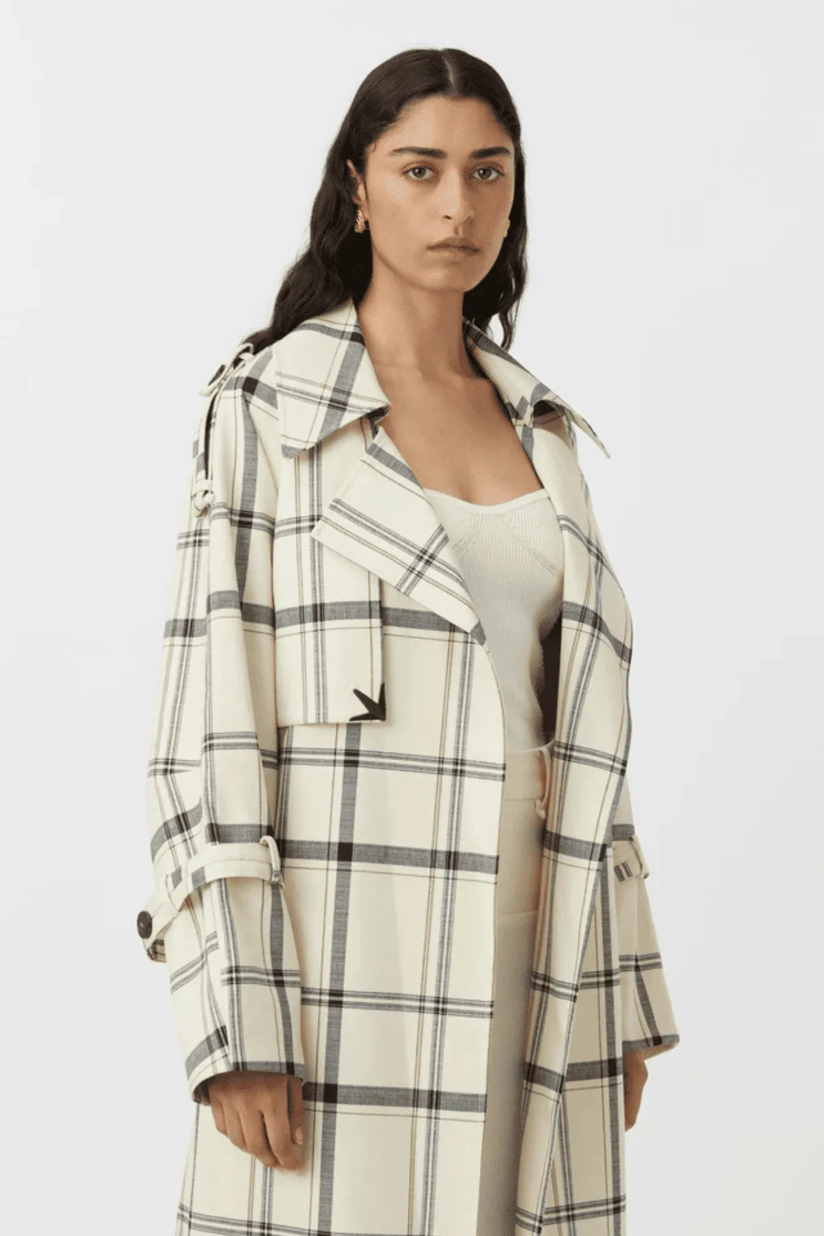 CORELIA TRENCH COAT CREAM/BLACK CHECK