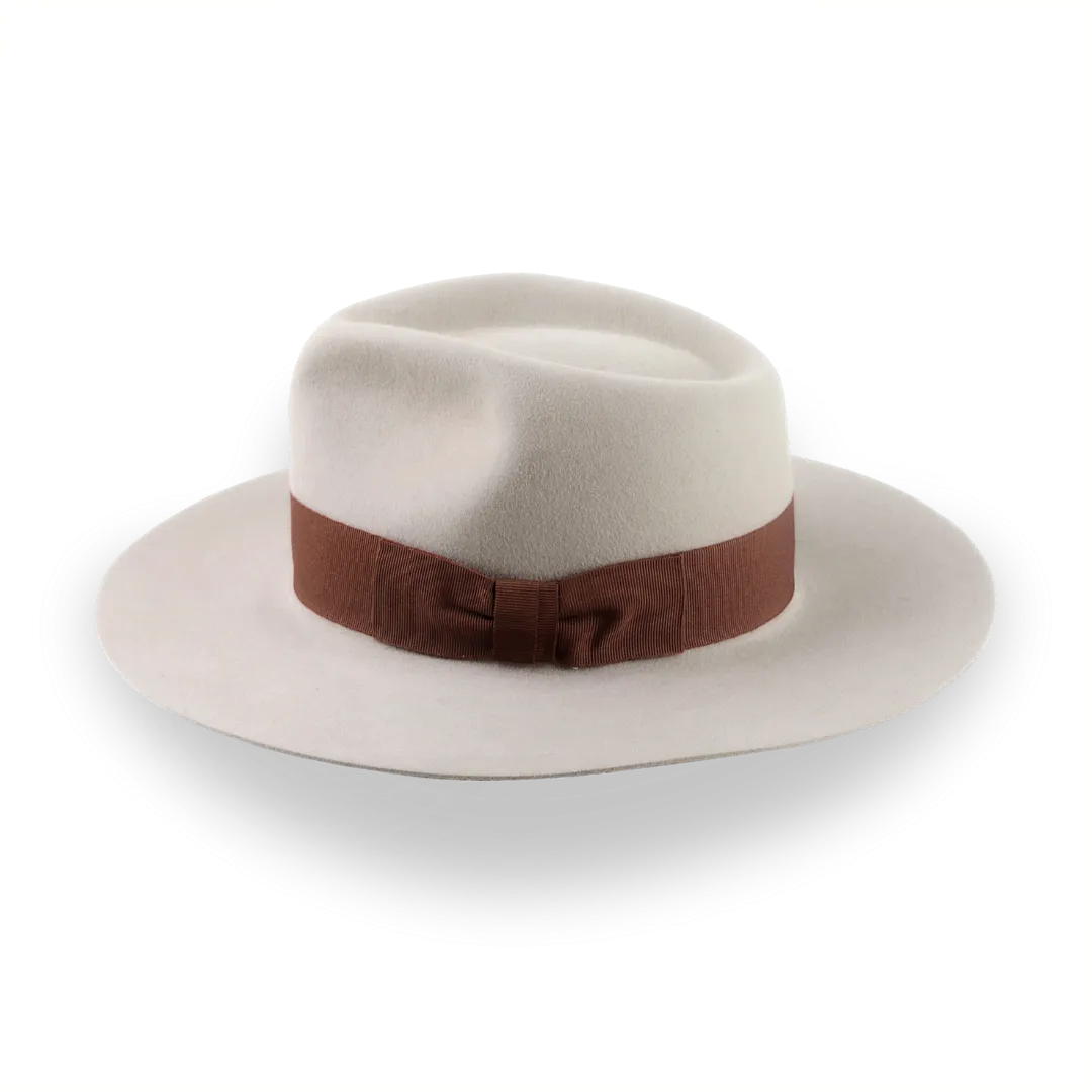 Custom Crafted Beige Flat Brim Fedora Hat | The Rusty 11