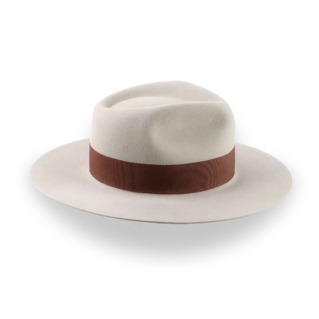 Custom Crafted Beige Flat Brim Fedora Hat | The Rusty 11