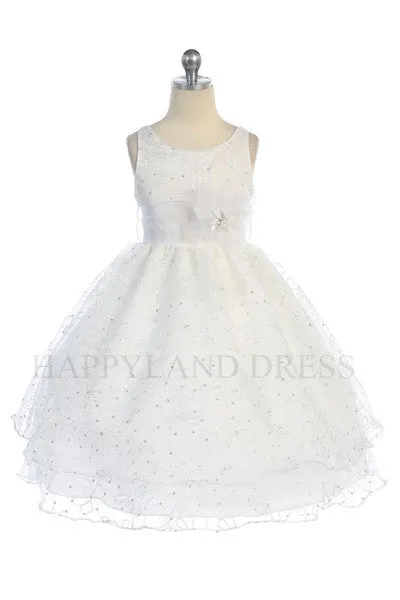 D736 Floral Embroidered Organza Dress (6 Diff. Colors)