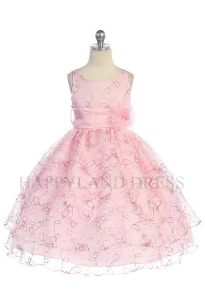 D736 Floral Embroidered Organza Dress (6 Diff. Colors)