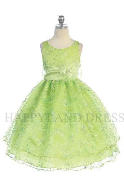 D736 Floral Embroidered Organza Dress (6 Diff. Colors)