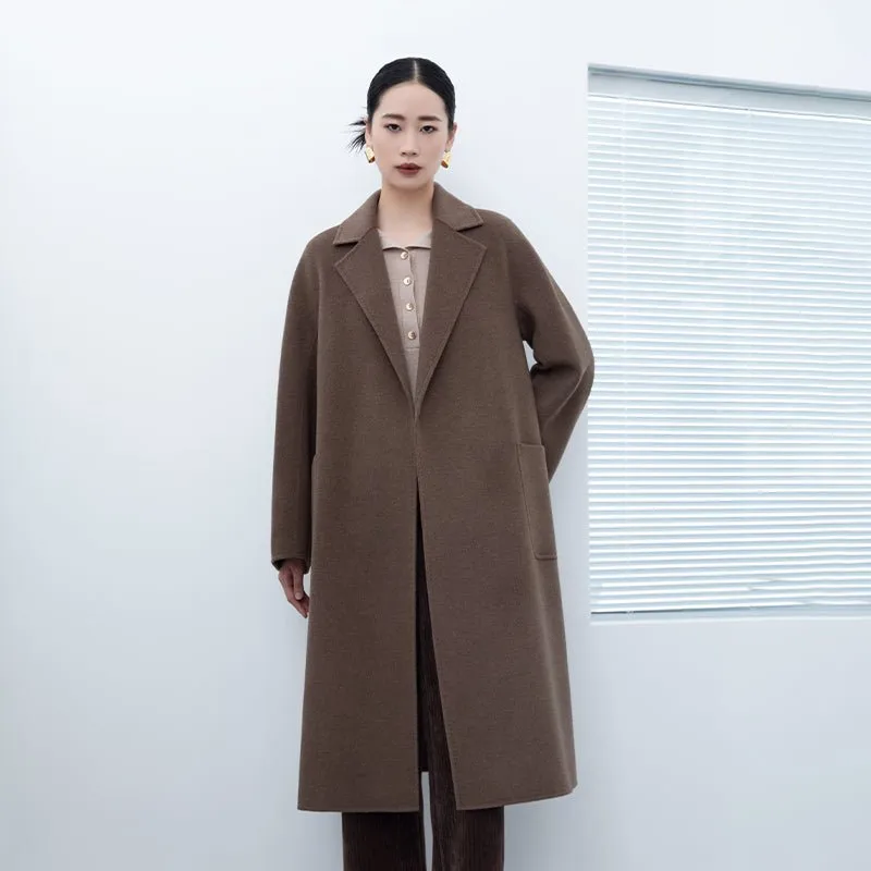 Dark Brown Long Wool Overcoats Coats