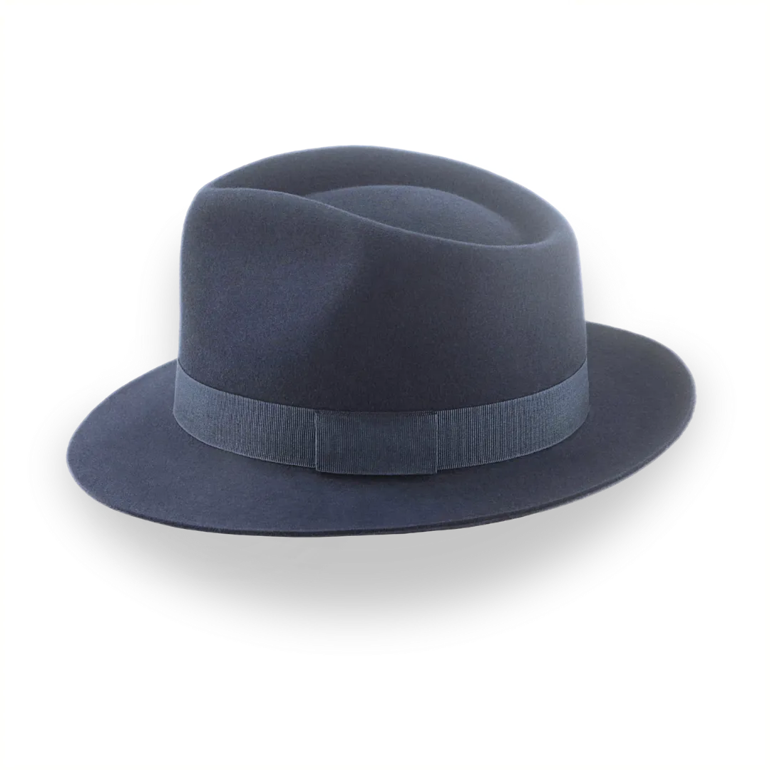 Dark Slate Grey Men's Teardrop Fedora in Smooth Fur Felt | The Diplomat