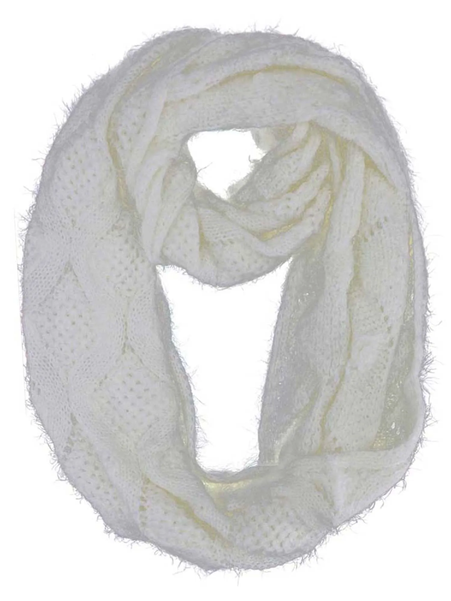 Diamond Knit Plush Fuzzy Eyelash Infinity Circle Scarf