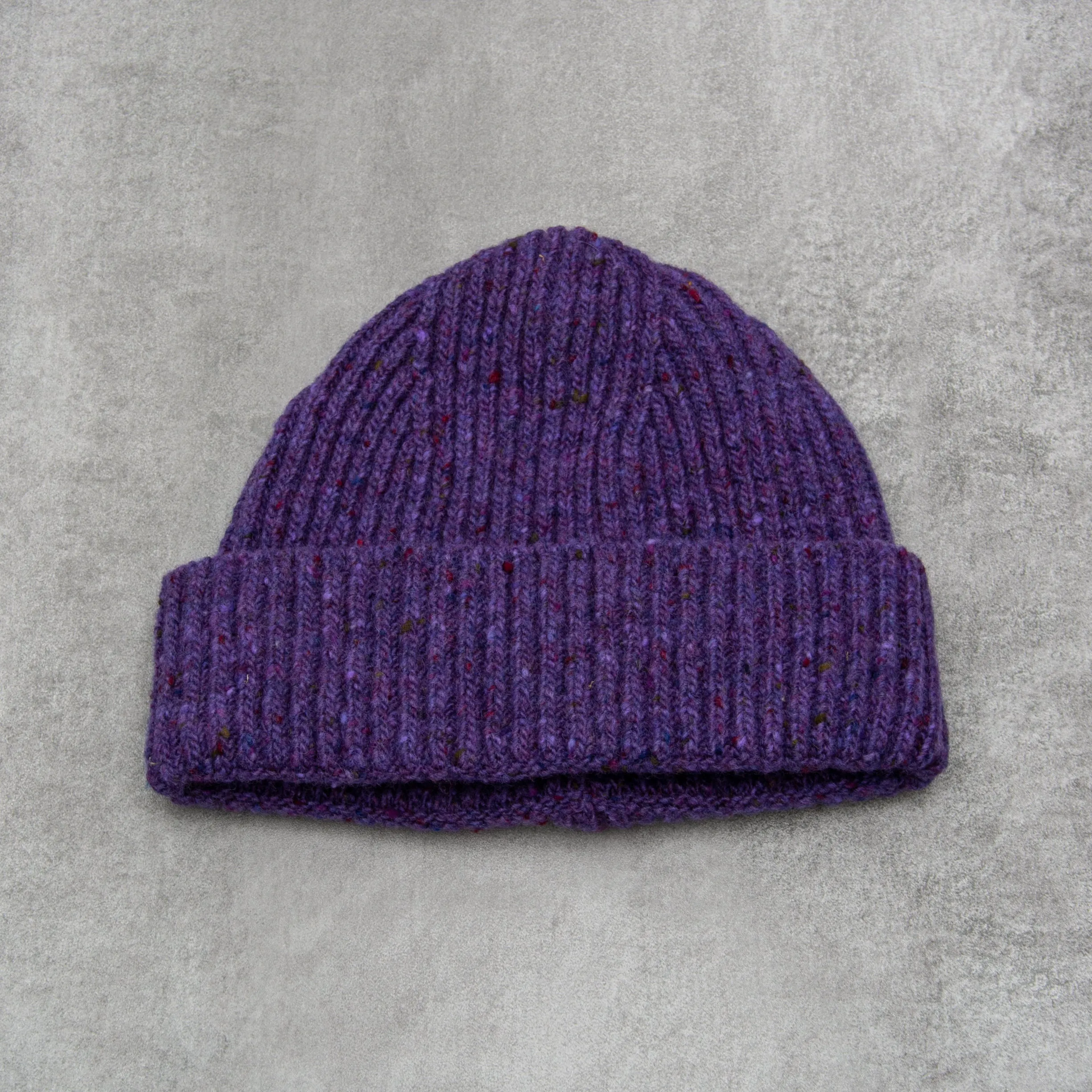 Donegal Wool Beanie - Purple