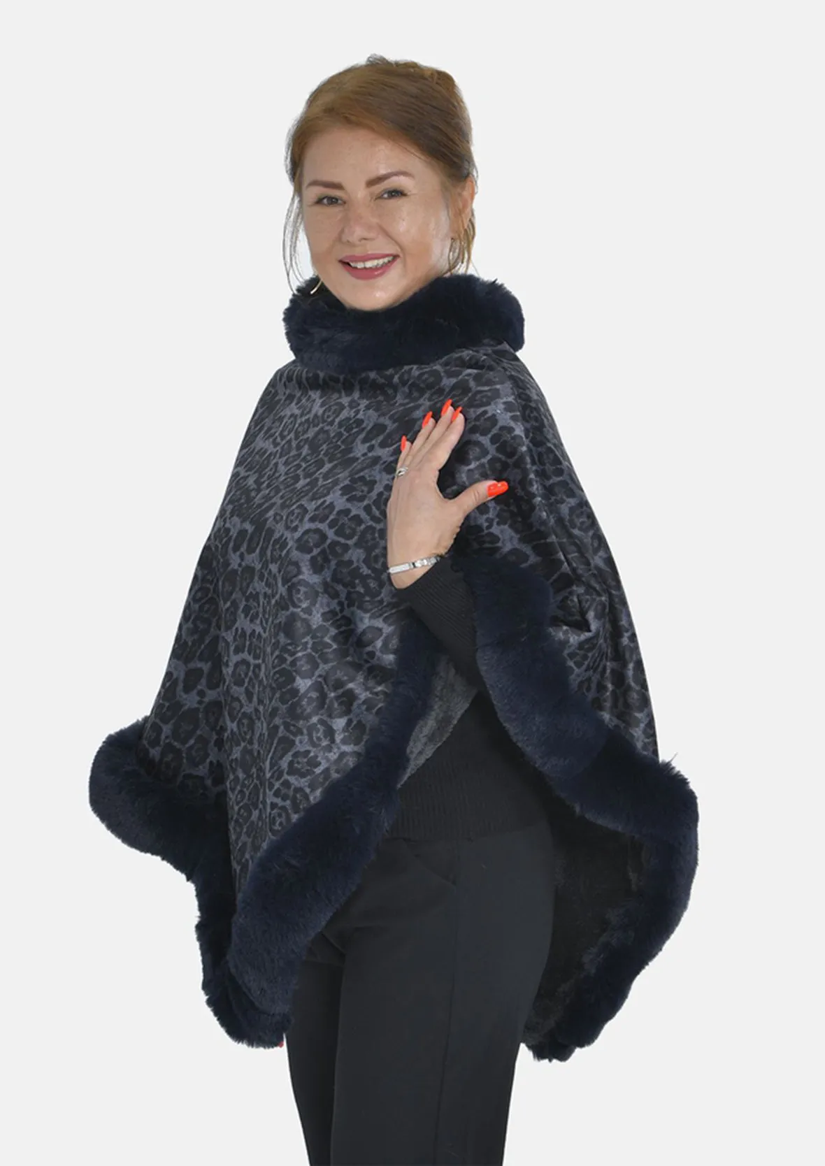 Double Layer Faux Fur Poncho