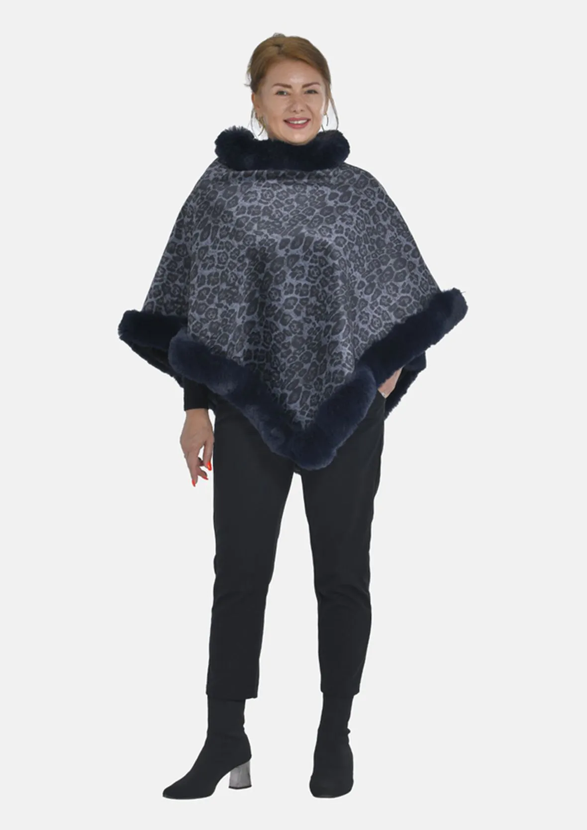 Double Layer Faux Fur Poncho