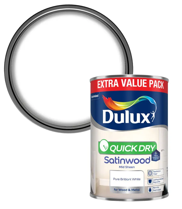 Dulux Quick Dry Satinwood Paint - Pure Brilliant White