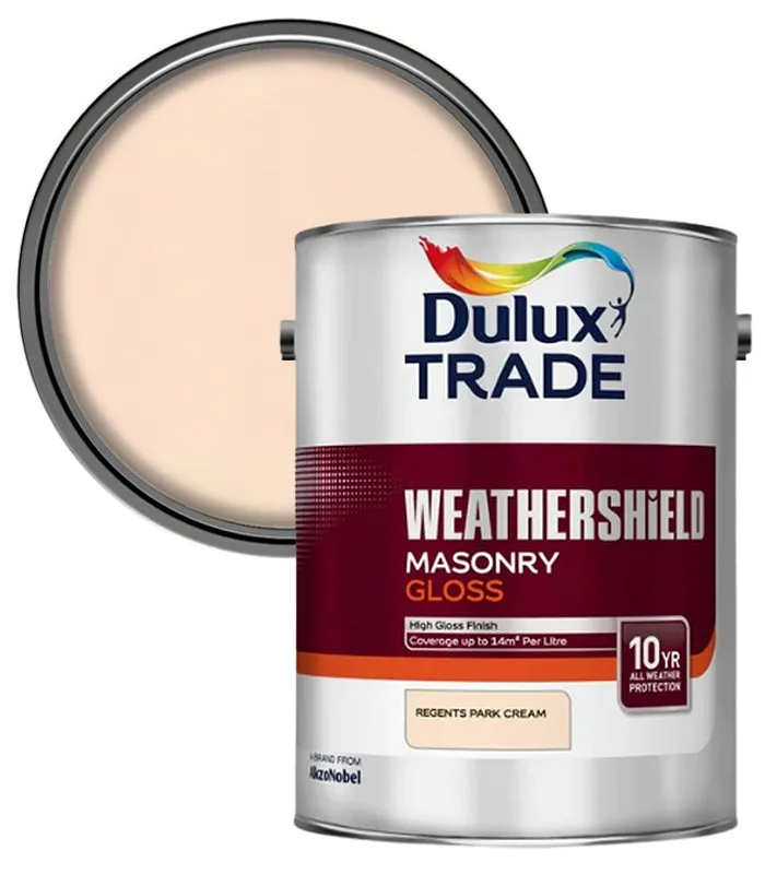 Dulux Trade Weathershield All Seasons Smooth Masonry Gloss Paint - 5 Litre