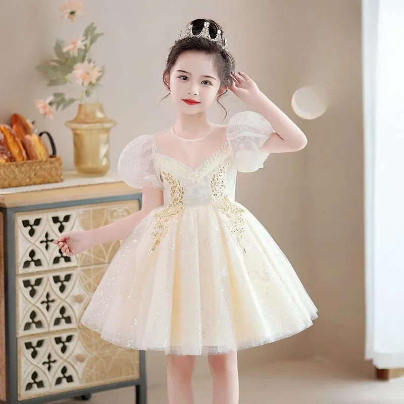 DUNNMALL  Children's Jumpsuit Princess Dress New Skirt Summer Dress Western Style  Dress Girls' Dress Gauze Dress Puffy