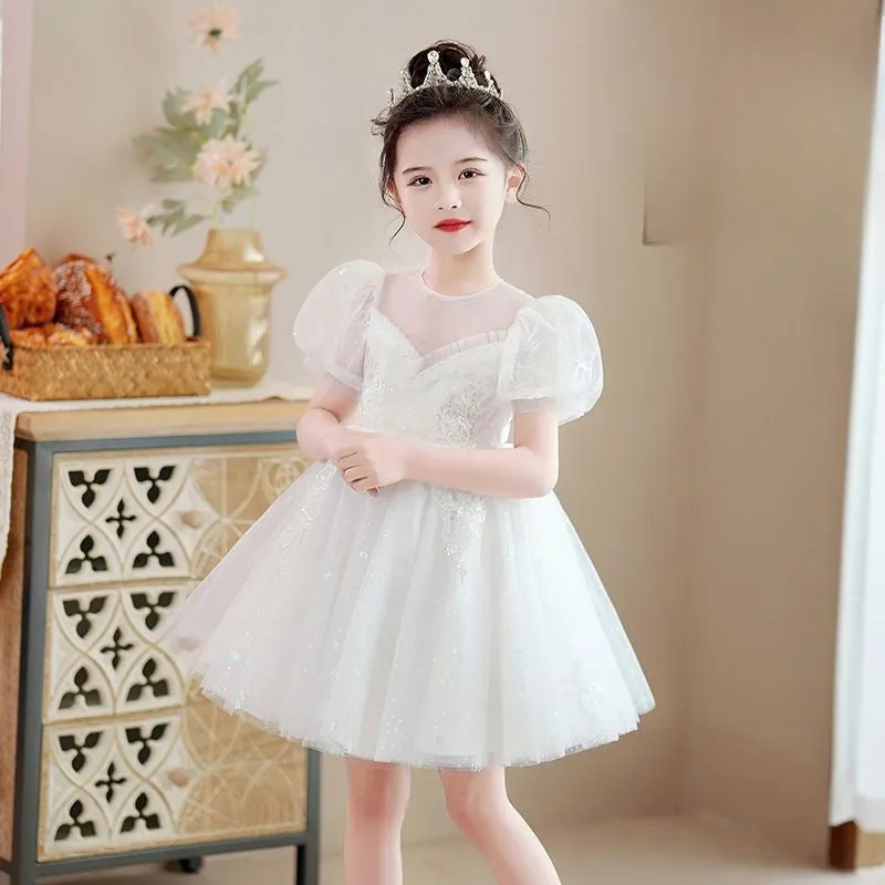 DUNNMALL  Children's Jumpsuit Princess Dress New Skirt Summer Dress Western Style  Dress Girls' Dress Gauze Dress Puffy