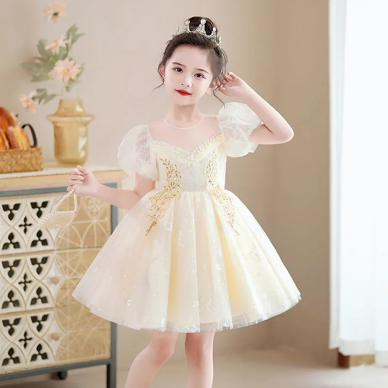 DUNNMALL  Children's Jumpsuit Princess Dress New Skirt Summer Dress Western Style  Dress Girls' Dress Gauze Dress Puffy