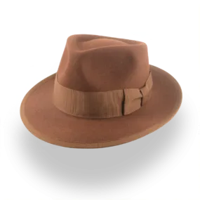 Elegant Brown Men's Fedora Hat with Teardrop Crown | The Knight