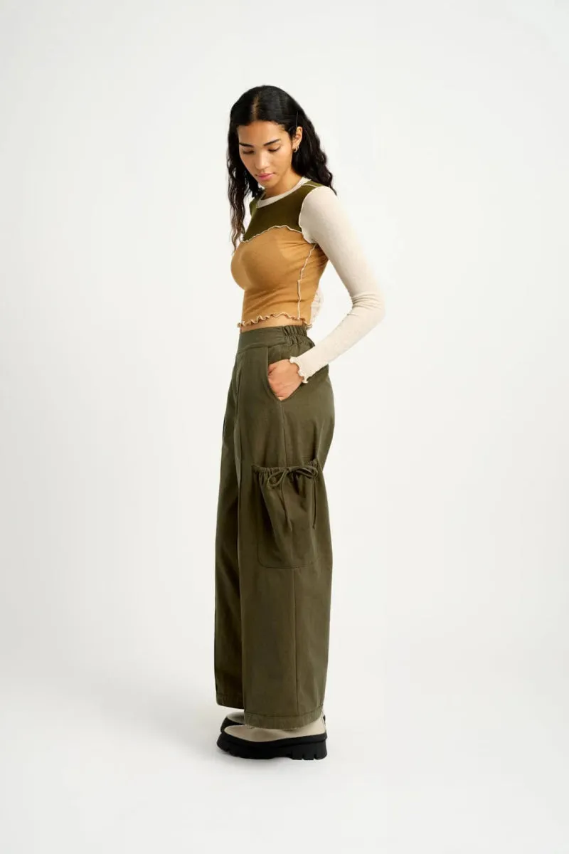 Eliza Faulkner Brodie Pant - Khaki (Online Exclusive)