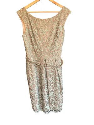 Eliza J Mint Green And Charcoal Lace Sleeveless Dress UK Size 16