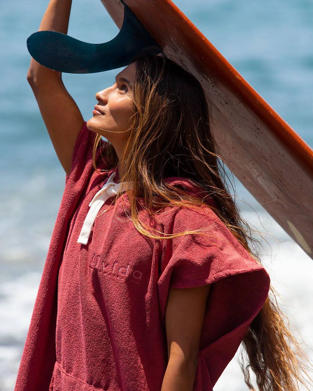 Essential Poncho Towel Changing Robe - Rhubarb Red