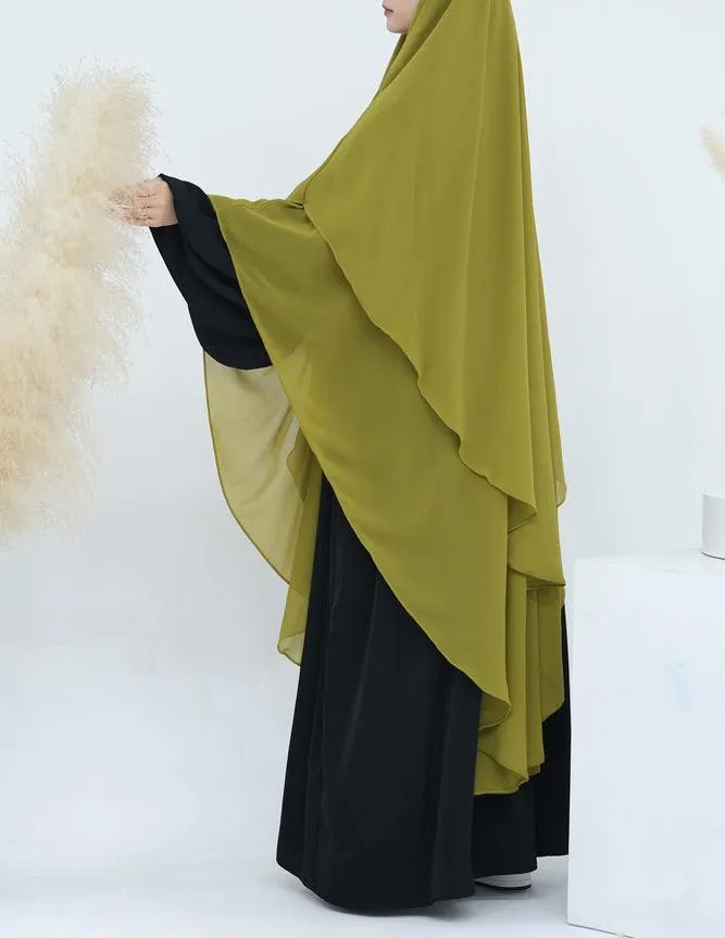 Extra Long Marziya Yellow Two-Layer Chiffon Scarf