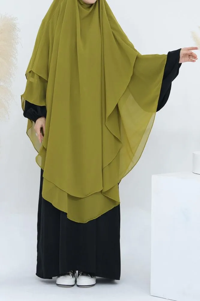 Extra Long Marziya Yellow Two-Layer Chiffon Scarf