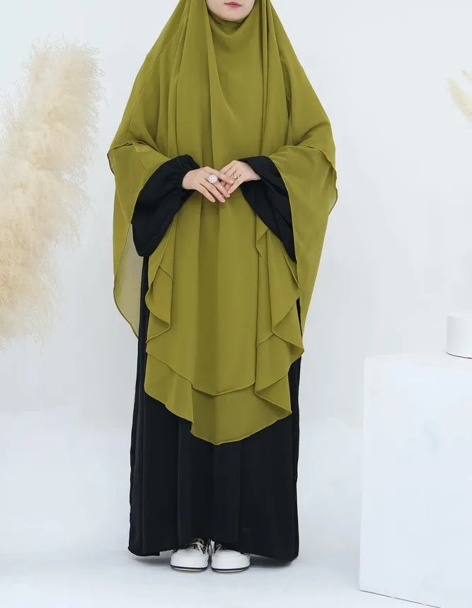 Extra Long Marziya Yellow Two-Layer Chiffon Scarf