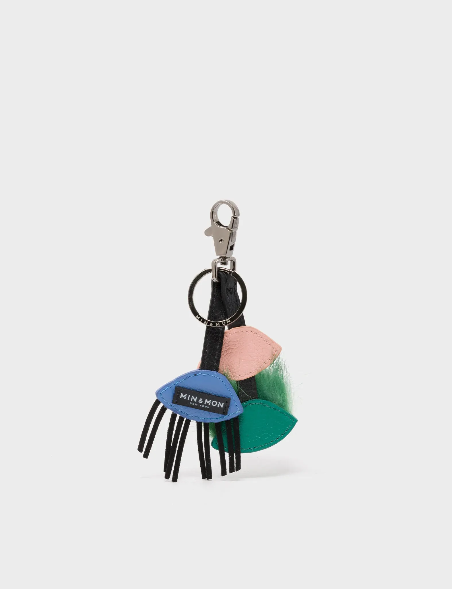 Eyes Charm - Rosa and Blue Leather Keychain